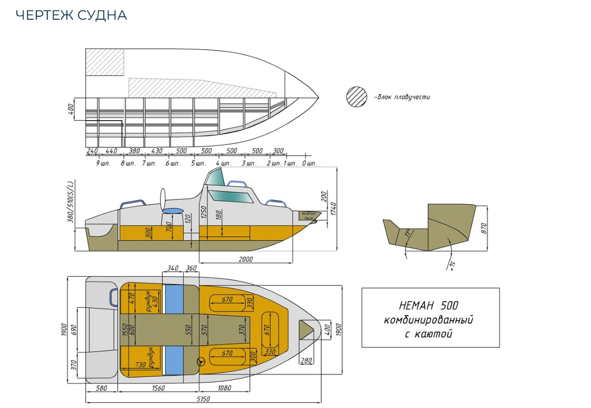 Комбинированный катер Neman-500 с каютой в Комсомольске-на-Амуре