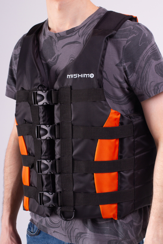Жилет спасательный MISHIMO PRO Премиум качества Черно-оранжевый в Комсомольске-на-Амуре