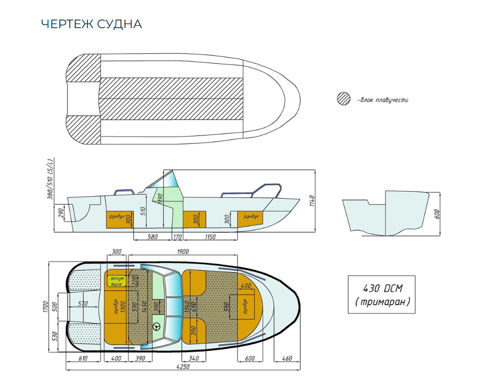 Стеклопластиковый катер Wyatboat-430 DCM (тримаран) в Комсомольске-на-Амуре