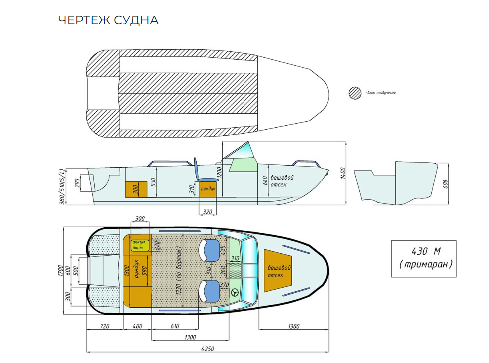 Стеклопластиковый катер Wyatboat-430 M (тримаран) в Комсомольске-на-Амуре