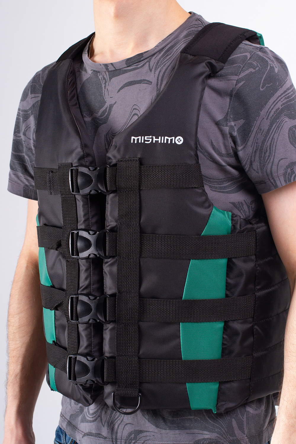 Жилет спасательный MISHIMO PRO Премиум качества Черно-зеленый в Комсомольске-на-Амуре